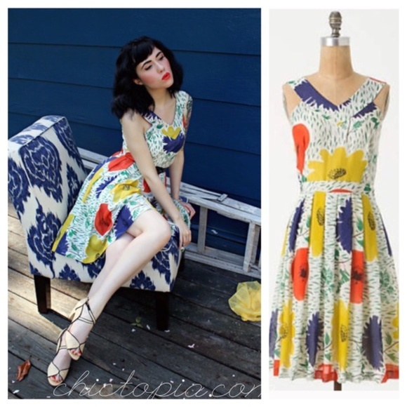 Anthropologie Dresses & Skirts - Girls from Savoy Primary Blooms Silk Dress Anthro